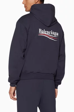 Buy Balenciaga Blue Navy Political Logo Hoodie For Men Online Ounass Saudi
