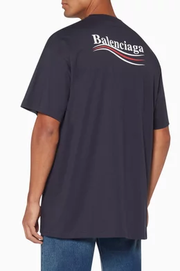 Buy Balenciaga Blue Navy Political Campaign Logo T Shirt For Men Online Ounass Saudi