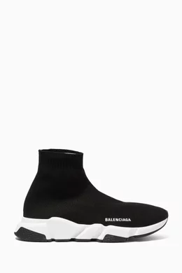 Buy Balenciaga Black Speed Logo Print Stretch Knit High Top Sneakers For Men Online Ounass Saudi