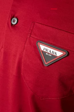 Buy Prada Red Dark-Red Logo Polo Shirt For Men Online Ounass Saudi