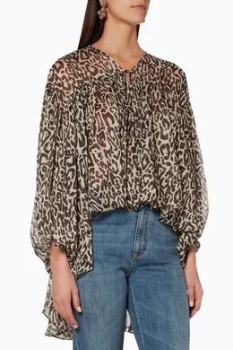 Buy Shona Joy Brown Leopard Print Mariposa Oversized Blouse For Women Online Ounass Saudi