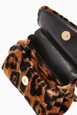 Buy Dolce Gabbana Black Leopard-Print Micro Velvet Sicily Bag