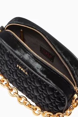Buy Furla Black Onyx Black Quilted Velvet Cometa Mini Cross Body Bag Online for Women Ounass Saudi