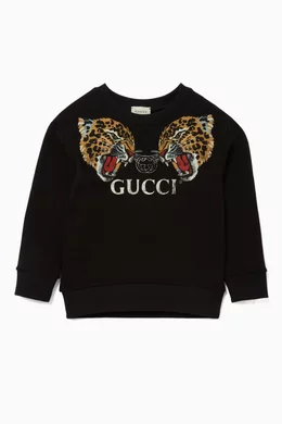 Buy Gucci Black Black Leopard Logo Sweatshirt For Boys Online Ounass Saudi