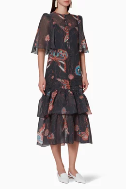 Buy See By Chlo Multicolour Butterfly-Print Chiffon Dress For Women Online  | Ounass Saudi