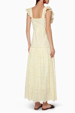Buy LoveShackFancy Yellow Broderie Anglaise Cressida Dress For Women Online Ounass Saudi