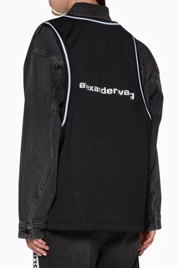 Buy Alexander Wang Grey Game Hybrid Denim Jacket For Women