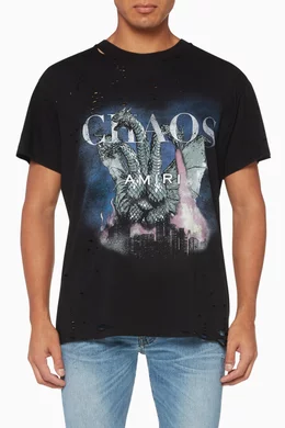 Buy Amiri Black Chaos City Dragon Print T shirt For Men Online Ounass Saudi