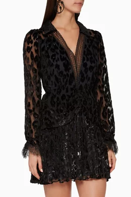 Buy Self-Portrait Black V-neckline Metallic Leopard Dress For Women Online  | Ounass Saudi