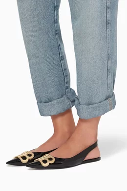 Buy Balenciaga Black Patent Leather Point Toe Slingback Flats For Women Online Ounass Saudi