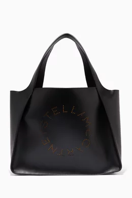 Buy Stella McCartney Black Perforated Logo Leather Tote Bag
