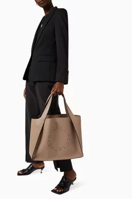 Buy Stella McCartney Grey Stella Logo Tote Bag in Eco Alter Nappa