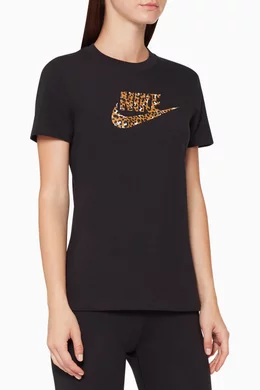Buy Nike Black Leopard Print Logo T Shirt For Women Online Ounass Saudi