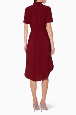 Buy WHISTLES Burgundy Montana Longline Shirt Dress For Women Online Ounass Saudi