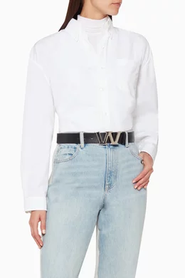 Buy Alexander Wang Black Metal Logo Textured Belt For Women Online