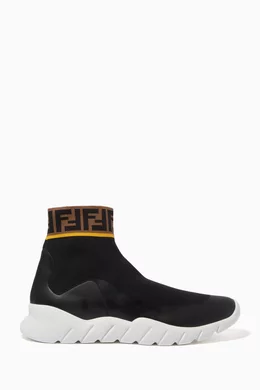 Buy Fendi Black FF Logo Print Tech Knit Sock Sneakers For Men Online Ounass Saudi