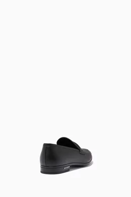 Buy Prada Black Penny Loafers in Saffiano Leather For Men Online
