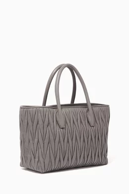 Buy Miu Miu Grey Matelasse Nappa Leather Tote Bag For Women