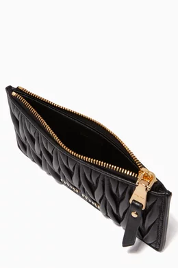 ★MiuMiu★ Matelasse Zipper Card Holder Black 5MB06MAFPPF000 Miu Miu Matelassé Zipped Card Holder In Black - 13% Off
