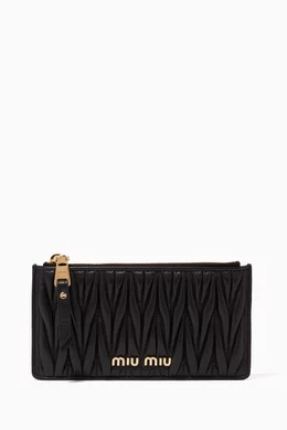 Buy Miu Miu Black Matelassé Zip Card Holder For Women Online