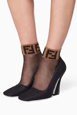 Buy Fendi Black Sheer F Logo Ankle Socks For Women Online Ounass Saudi