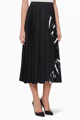 Buy Valentino Garavani Black Logo Print Pleated Skirt For Women Online Ounass Saudi
