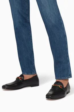Men's leather horsebit loafer with web online