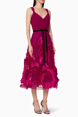 knee length dresses for ladies Strapless Corded Midi Dress main image 0