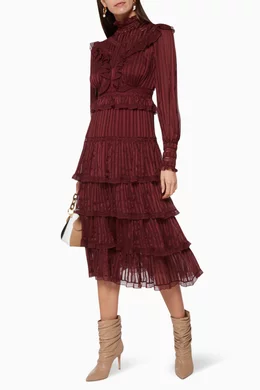 plus size lace burgundy dress PinkBlush Burgundy Lace Mesh Overlay Plus Maxi Dress main image 1