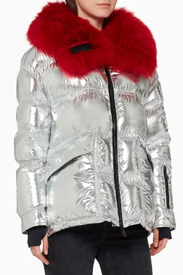 Buy Moncler Silver Atena Shearling Puffer Jacket For Women Online Ounass Saudi