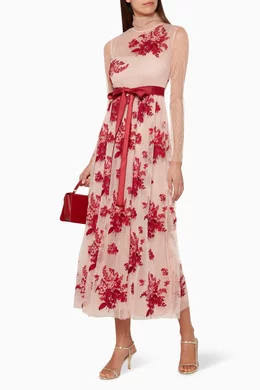 Buy RED Valentino Pink Floral Embroidered Tulle Dress For Women Online Ounass Saudi