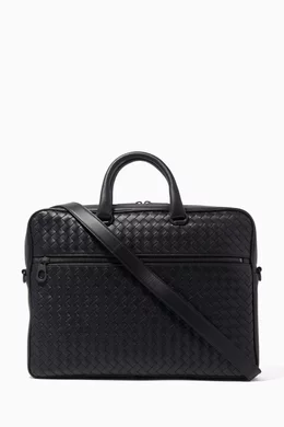 Buy Bottega Veneta Black Intrecciato Leather Briefcase For Men Online Ounass Saudi