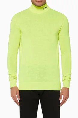 Buy MSGM Yellow Logo Embroidered Neon Turtleneck Top For Men Online Ounass Saudi