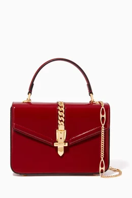 Buy Gucci Red Sylvie 1969 Mini Patent Leather Top Handle Bag For Women Online Ounass Saudi