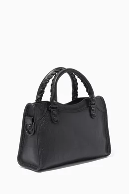 Buy Balenciaga Black Classic Mini City Crocodile-Embossed Bag For