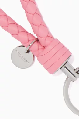 Buy Bottega Veneta Pink Intrecciato Leather Key Ring For
