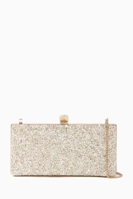 Buy Jimmy Choo Neutral Celeste S Coarse Glitter Clutch Bag For Women Online Ounass Saudi