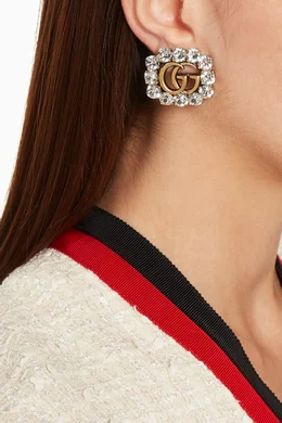 Buy Gucci Gold Double G Crystal Earrings For Women Online Ounass Saudi
