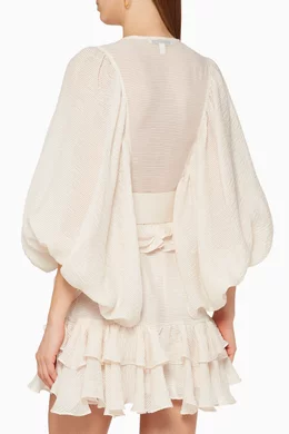 shona joy charlotte draped mini dress Shona Joy - Charlotte Plunged Draped Mini Dress - Ecru