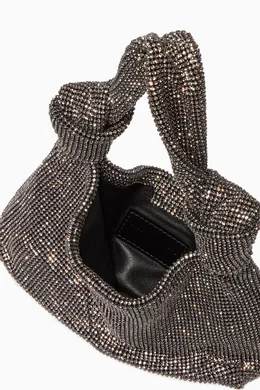 Buy Alexander Wang Black Wangloc Rhinestone Mesh Knot Pouch For