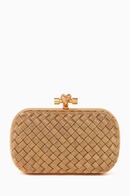 Bottega knot clutch gold shop