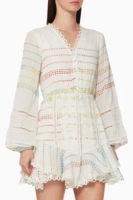 thea black embroidered mini dress Thea Allways Mini Dress | Cotton Shift Dress