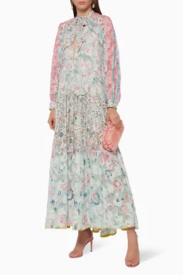 Buy Hemant & Nandita Multicolour Hana Floral Print Tiered Maxi Dress For  Women Online | Ounass Saudi