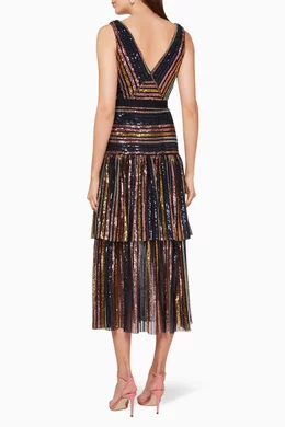 Buy Self-Portrait Multicolour Striped Sequin Midi Dress For Women Online |  Ounass Saudi