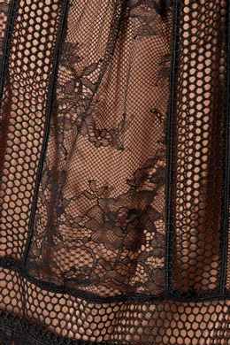 Buy Self-Portrait Black Fine Lace Midi Dress For Women Online | Ounass Saudi