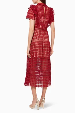 Buy Self-Portrait Burgundy Heart Lace Midi Dress For Women Online | Ounass  Saudi