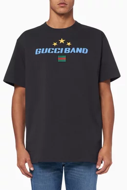 Buy Gucci Black Oversized Band Print T Shirt For Men Online Ounass Saudi