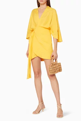 Buy Significant Other Yellow Zahara Linen-Blend Mini Dress For