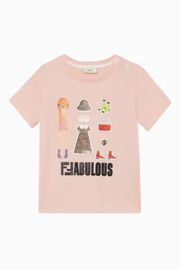 Buy Fendi Pink Fabulous Graphic Print T Shirt For Baby Girls Online Ounass Saudi