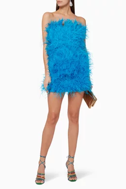 attico blue feather dress Buy The Mini For Women Online Color:Light Bleach Oak Veneer PrettyLittleThing Women's Short Sleeve stretch fabric dress Fashion The Attico feather mini